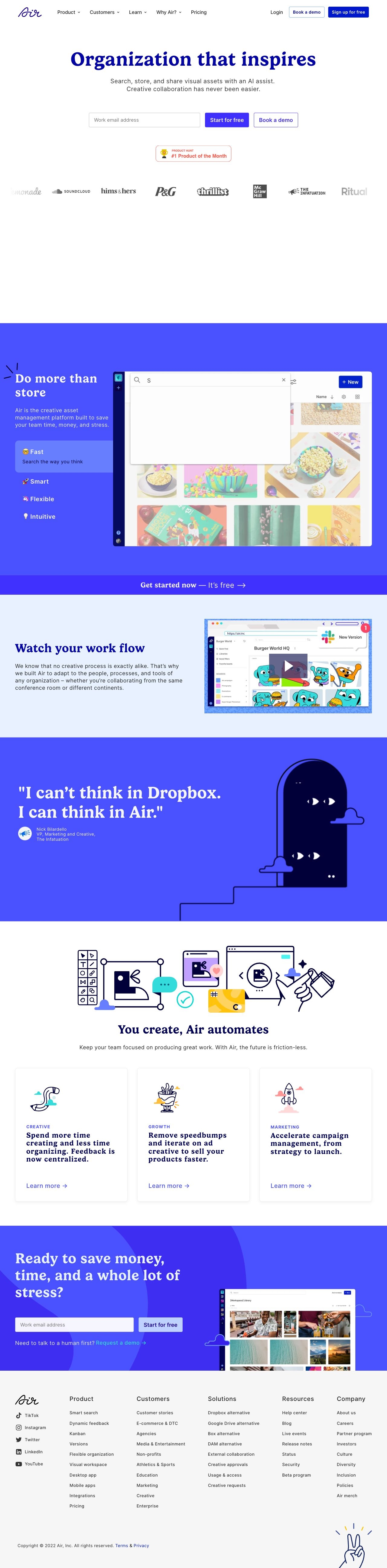 Air landing page design