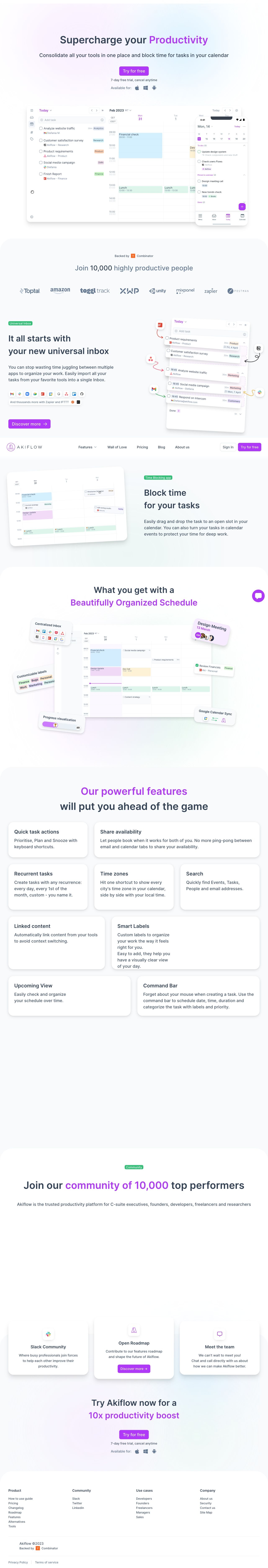 Akiflow landing page design