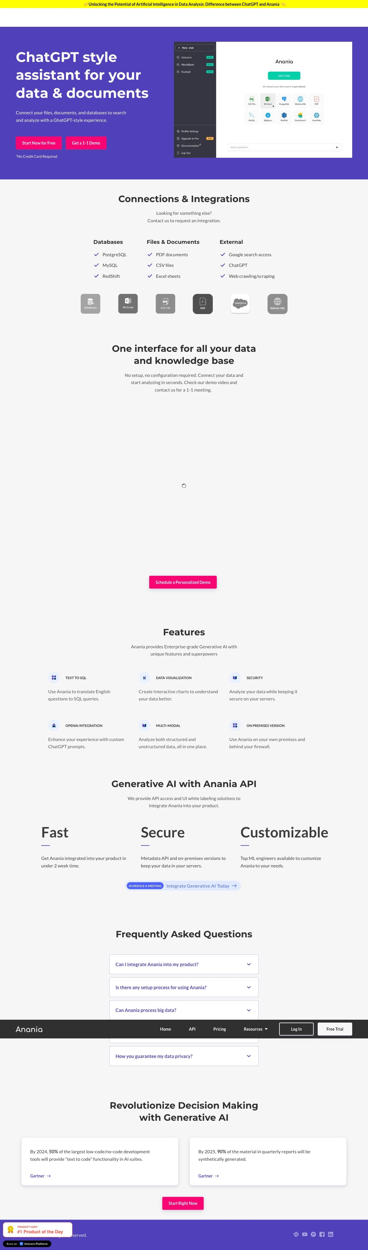 Anania landing page design