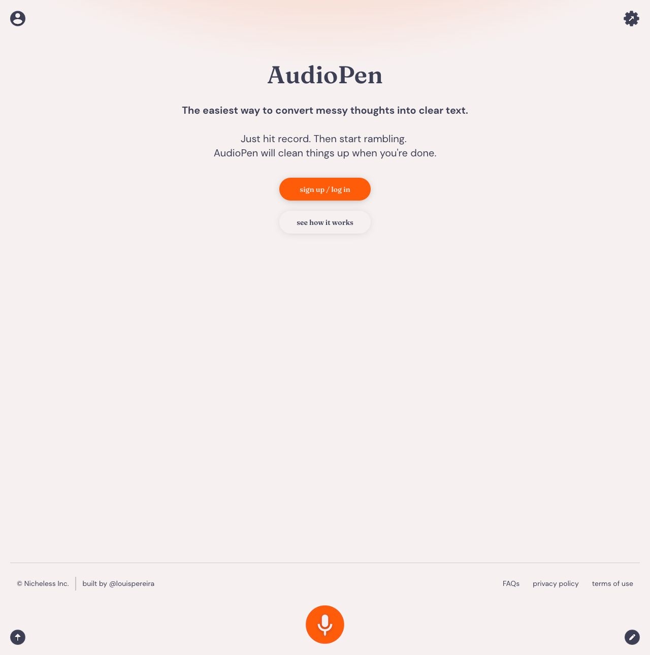 AudioPen landing page design