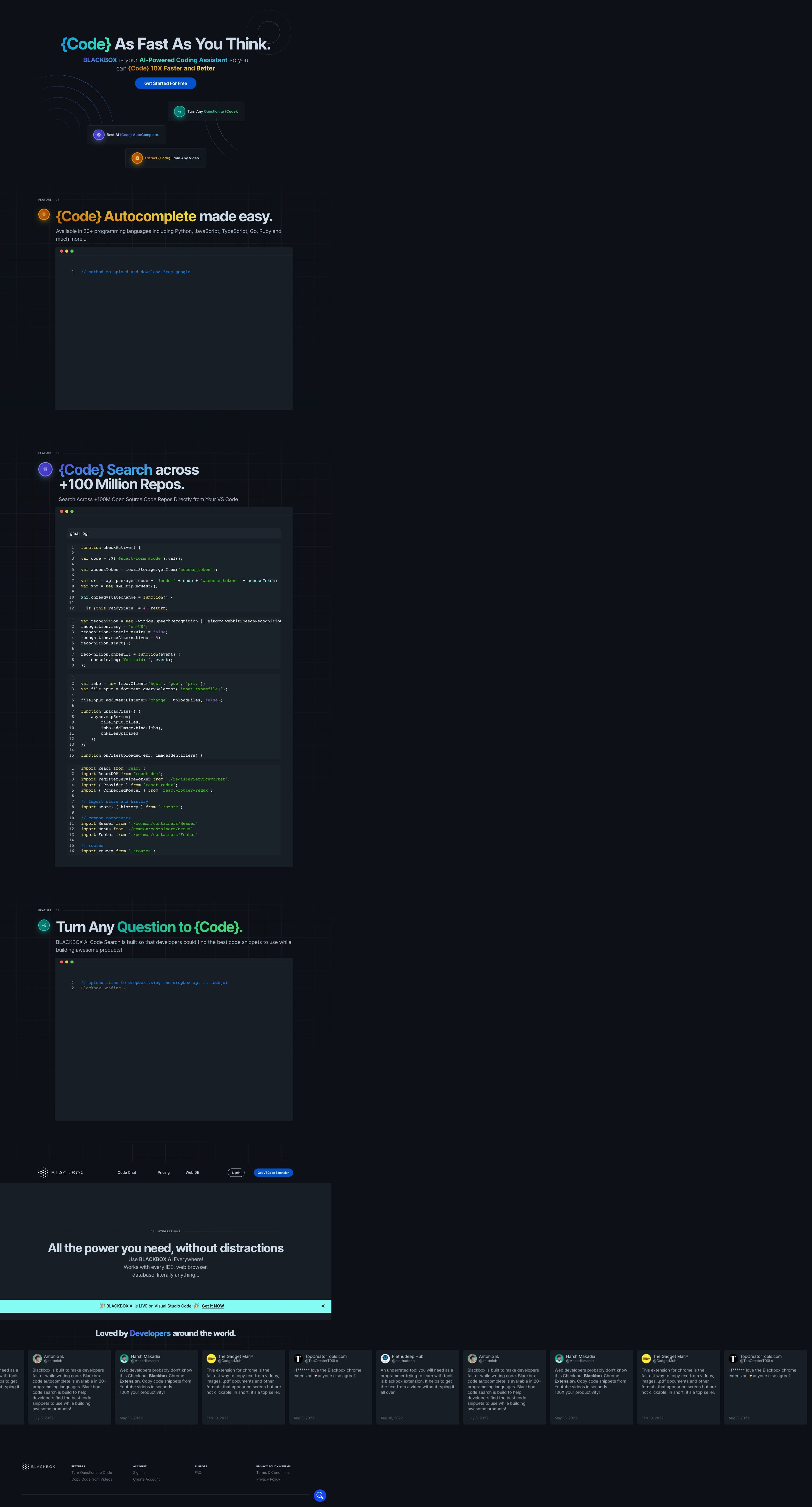 Blackbox ai landing page design inspiration makelanding