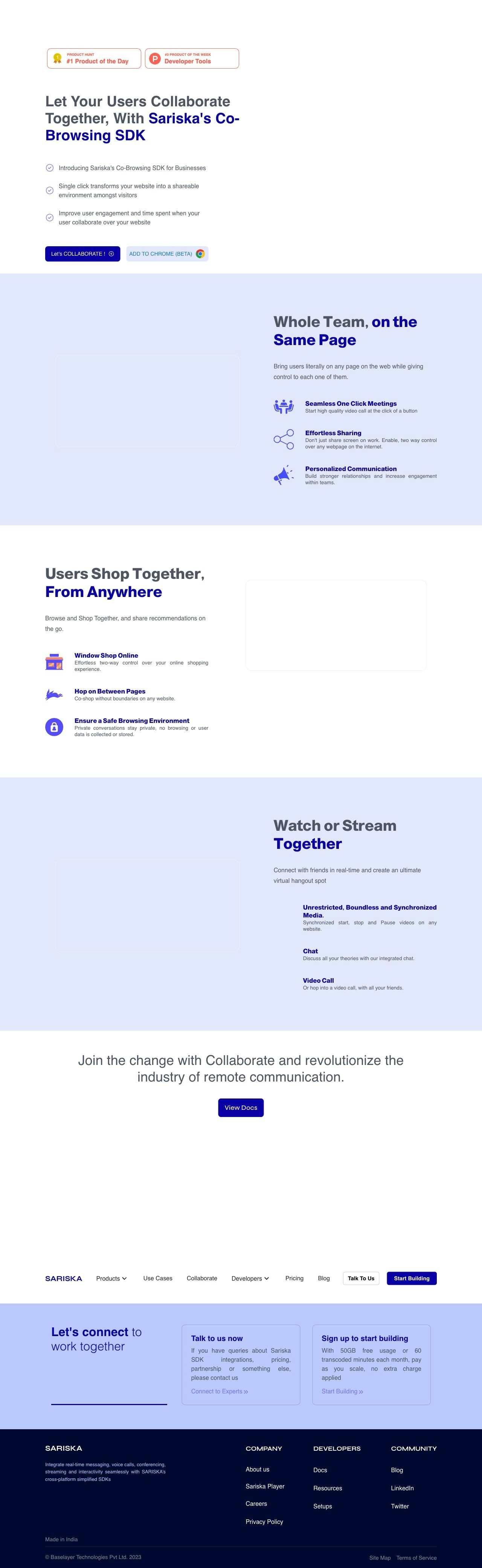 Collaborate landing page design