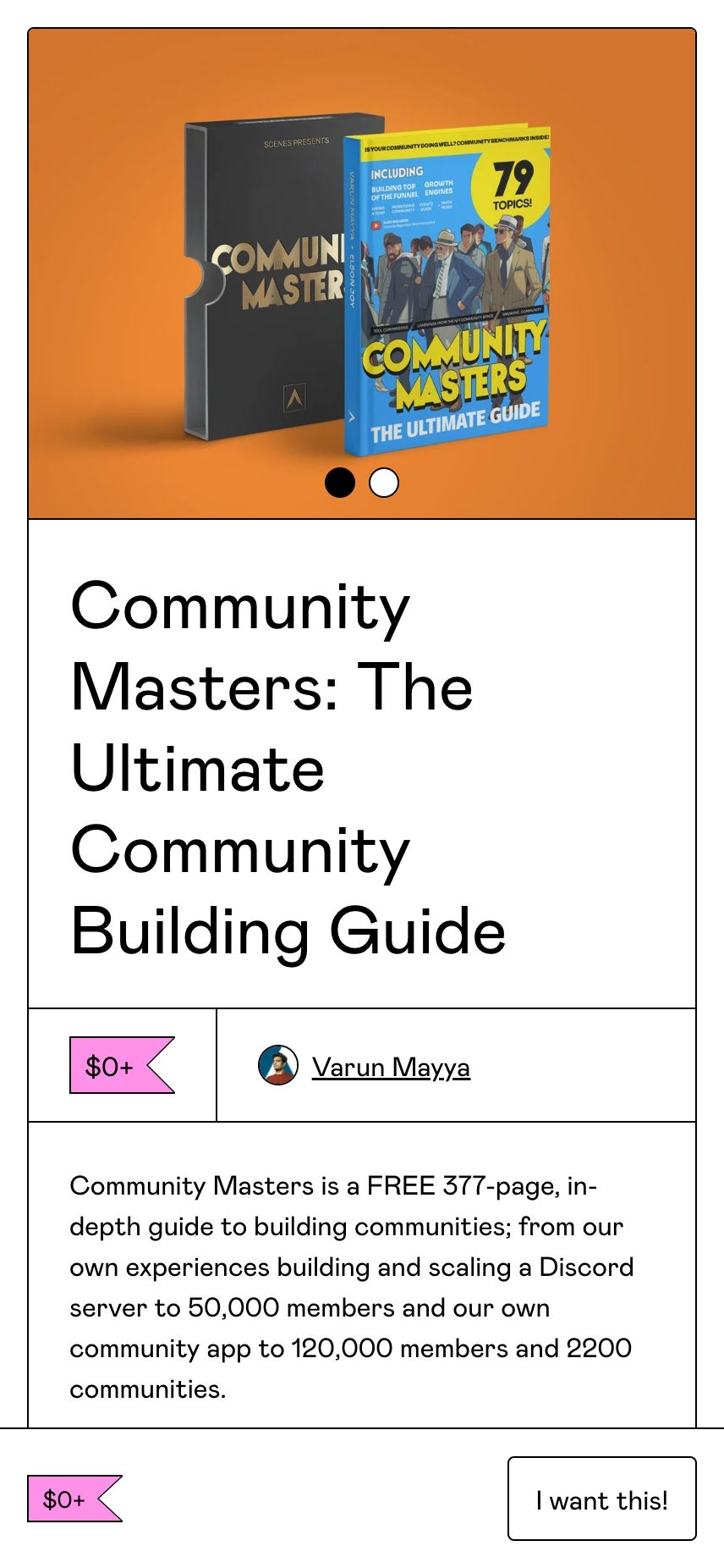 Community Masters landing page design