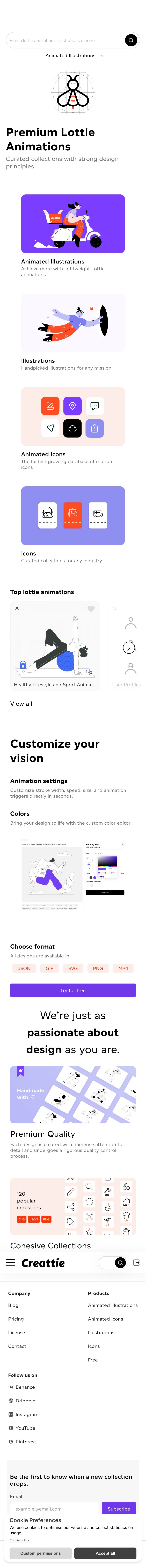 Creattie landing page design