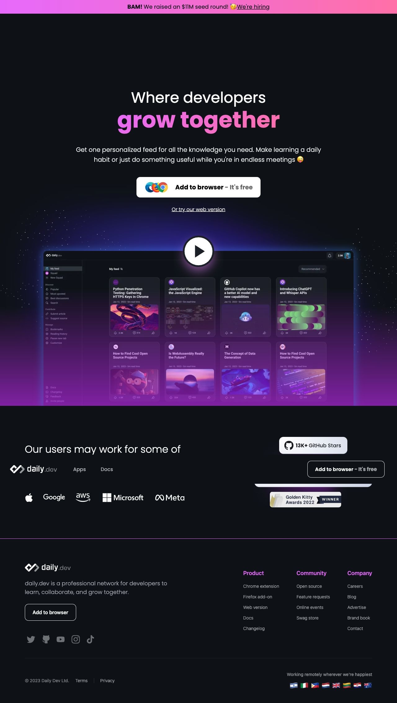 daily.dev landing page design