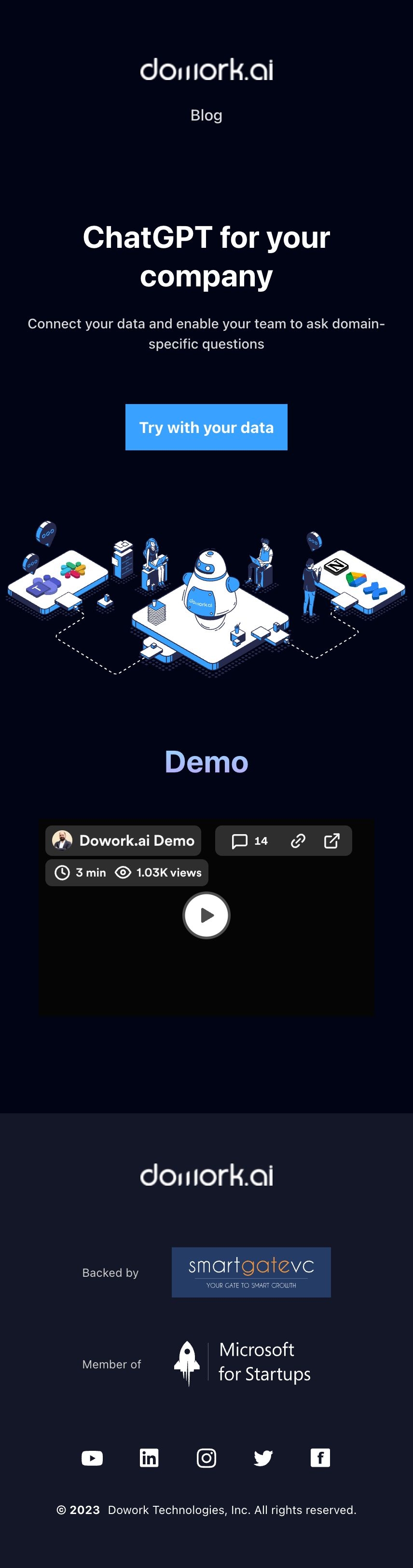 Dowork.ai landing page design