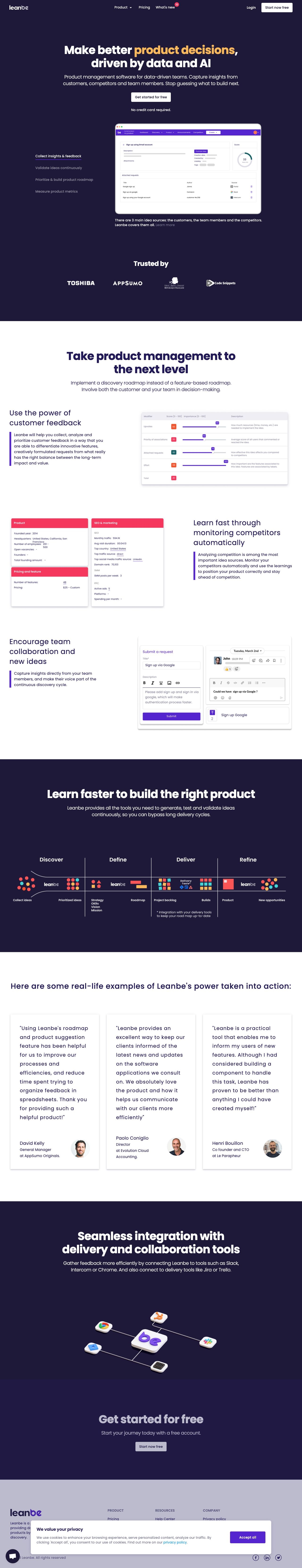 driven teams landing page design