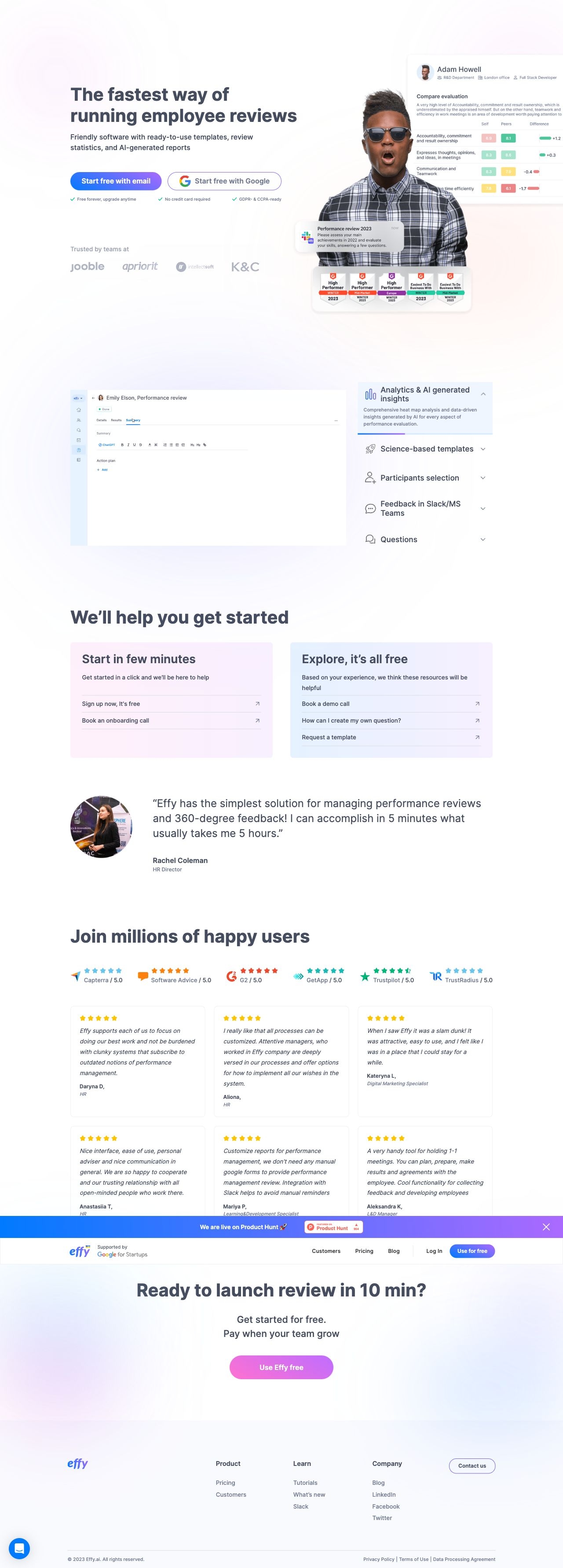 Effy.ai landing page design