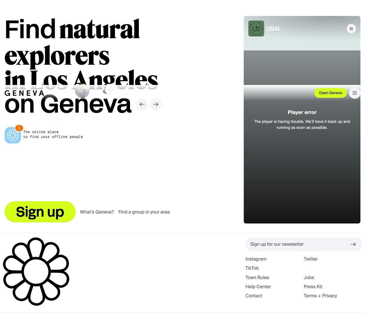 Geneva landing page design