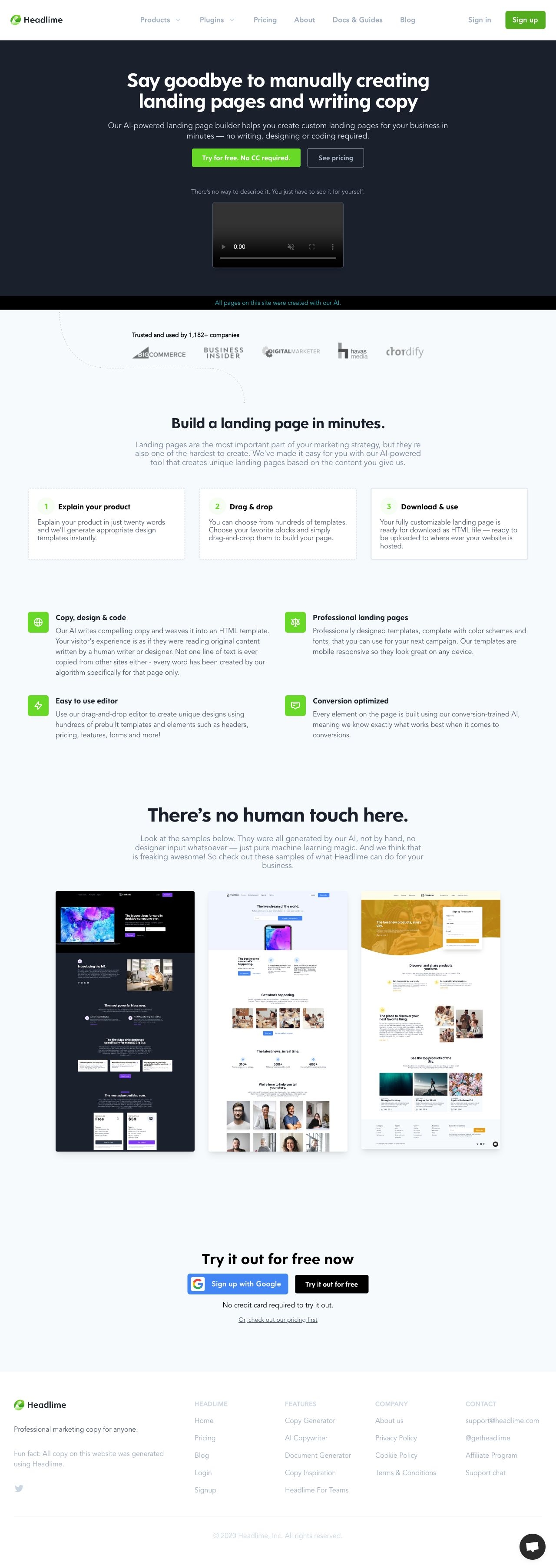 Headlime landing page design