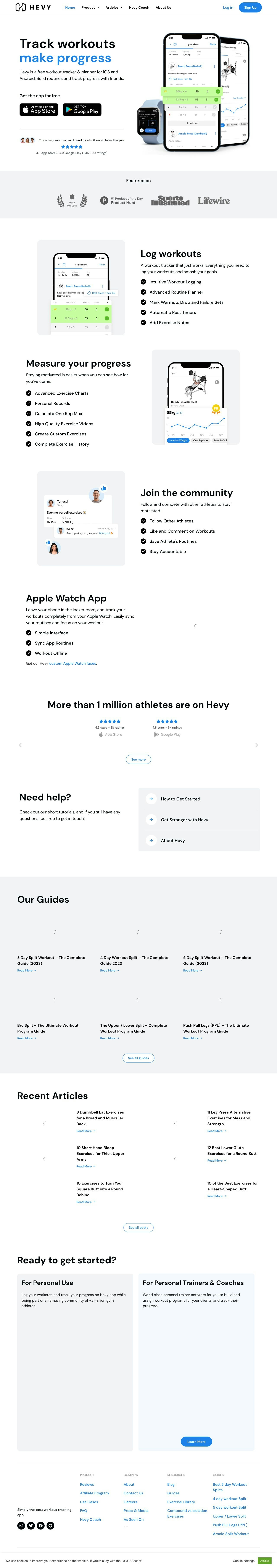 Hevy landing page design