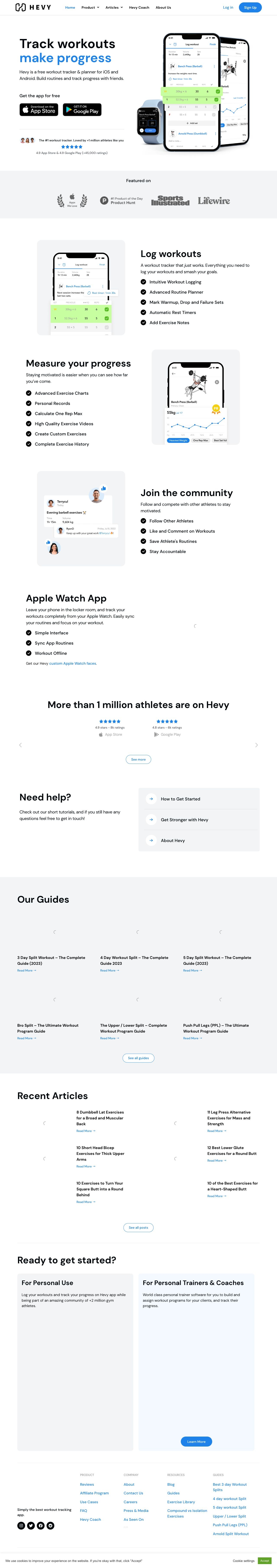 Hevy landing page design