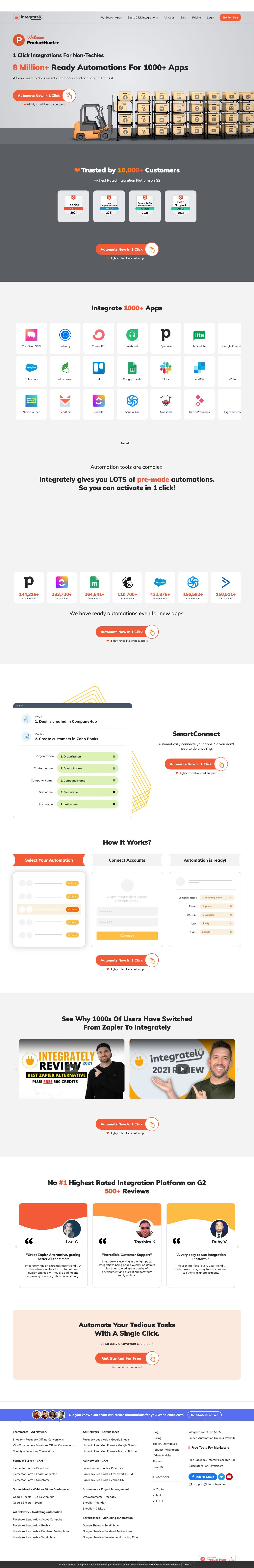 Integrately landing page design