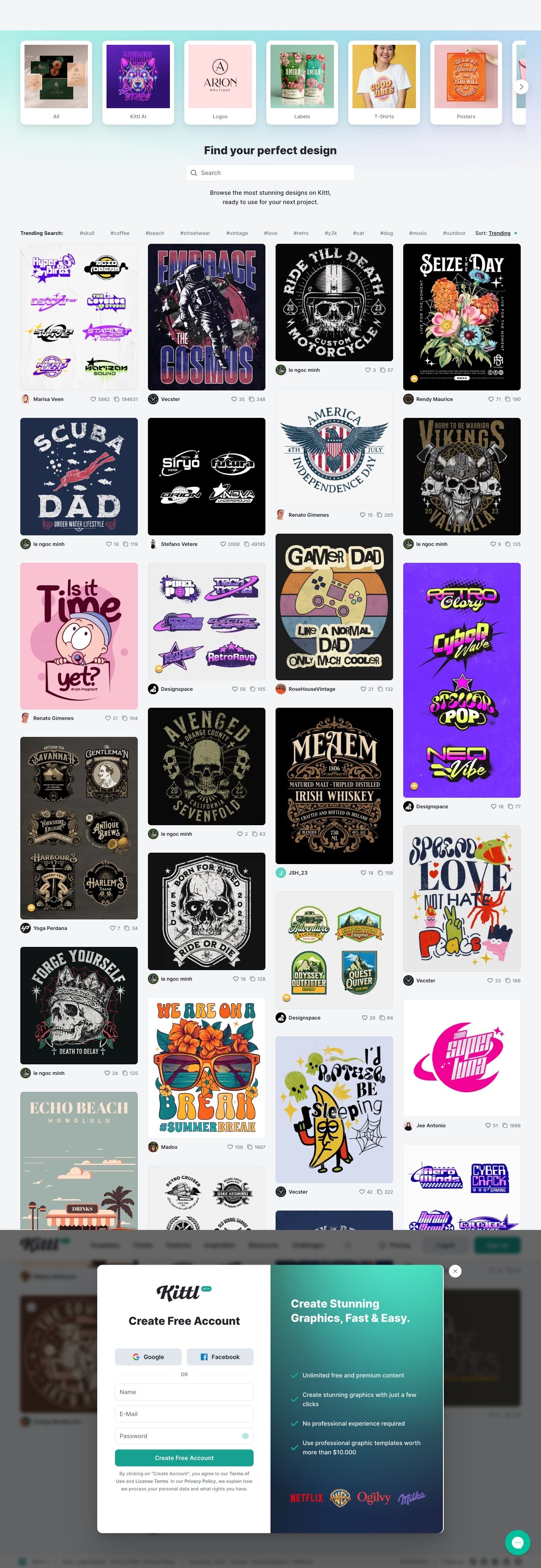 Kittl landing page design