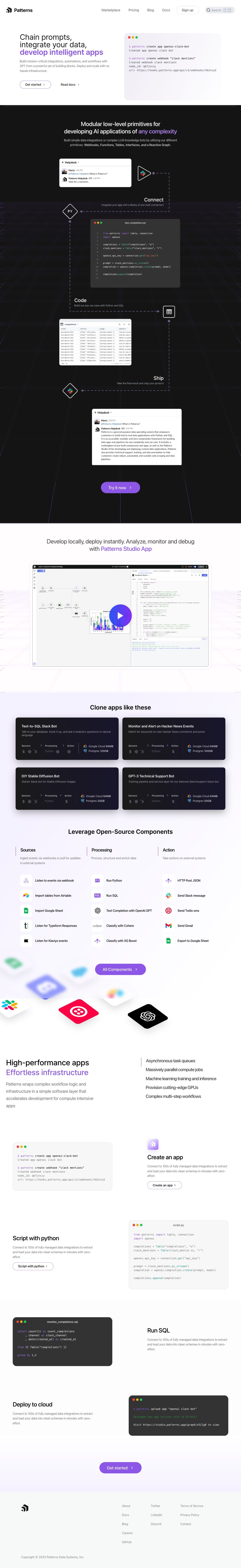 Patterns landing page design