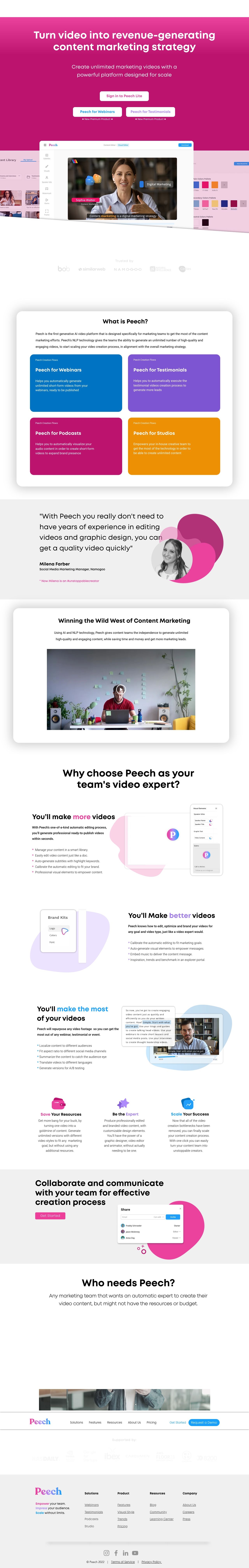 Peech landing page design