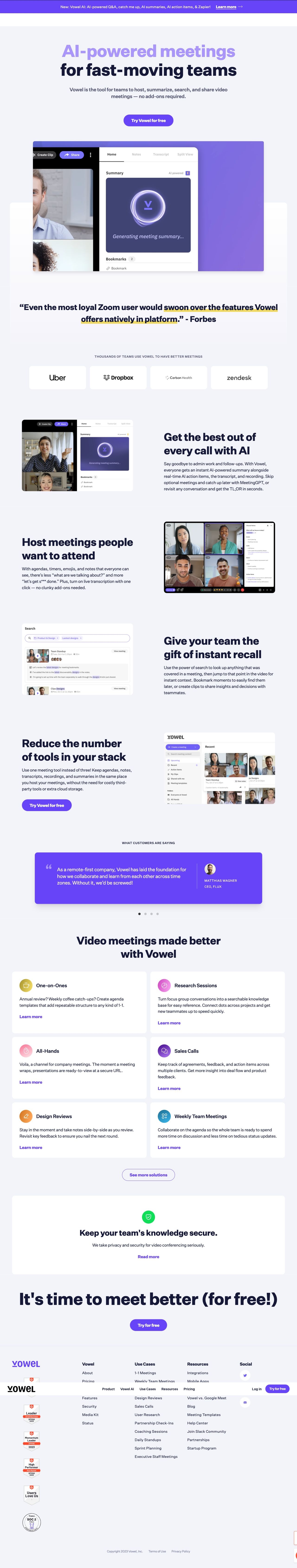 Powered by AI - Vowel landing page design