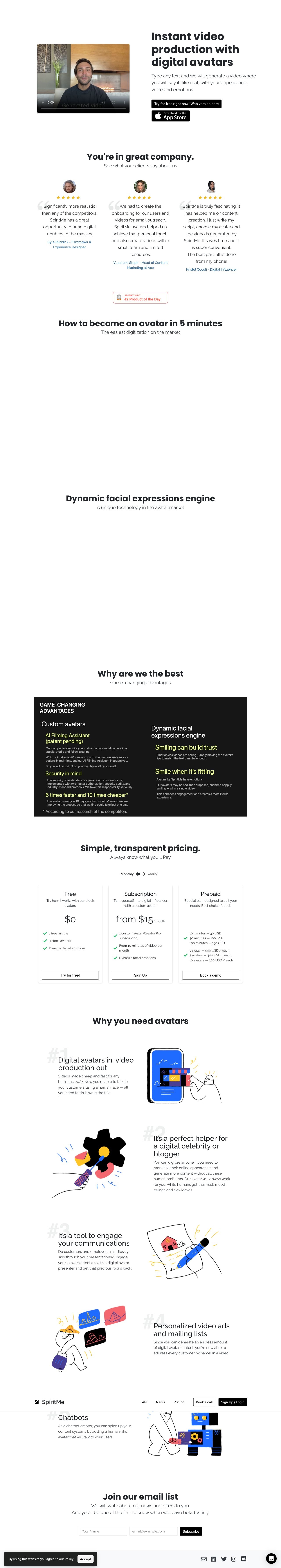 SpiritMe landing page design