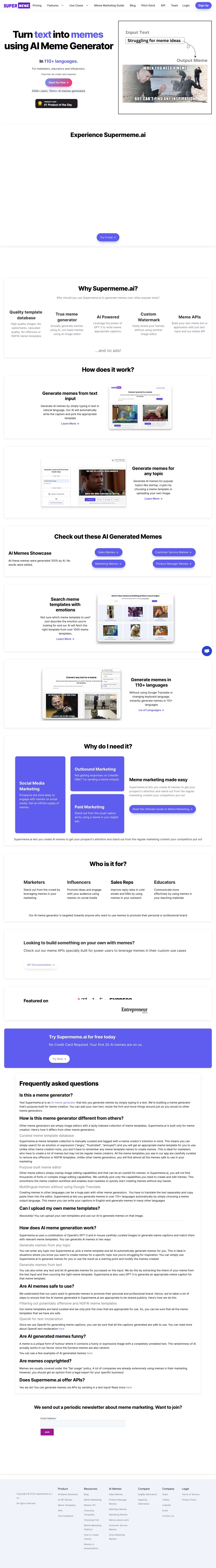 Supermeme.ai landing page design