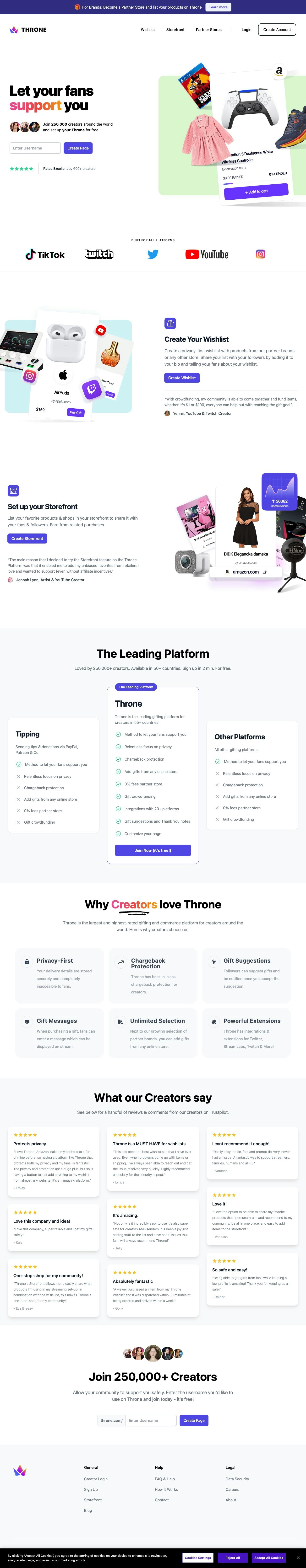 Throne landing page design