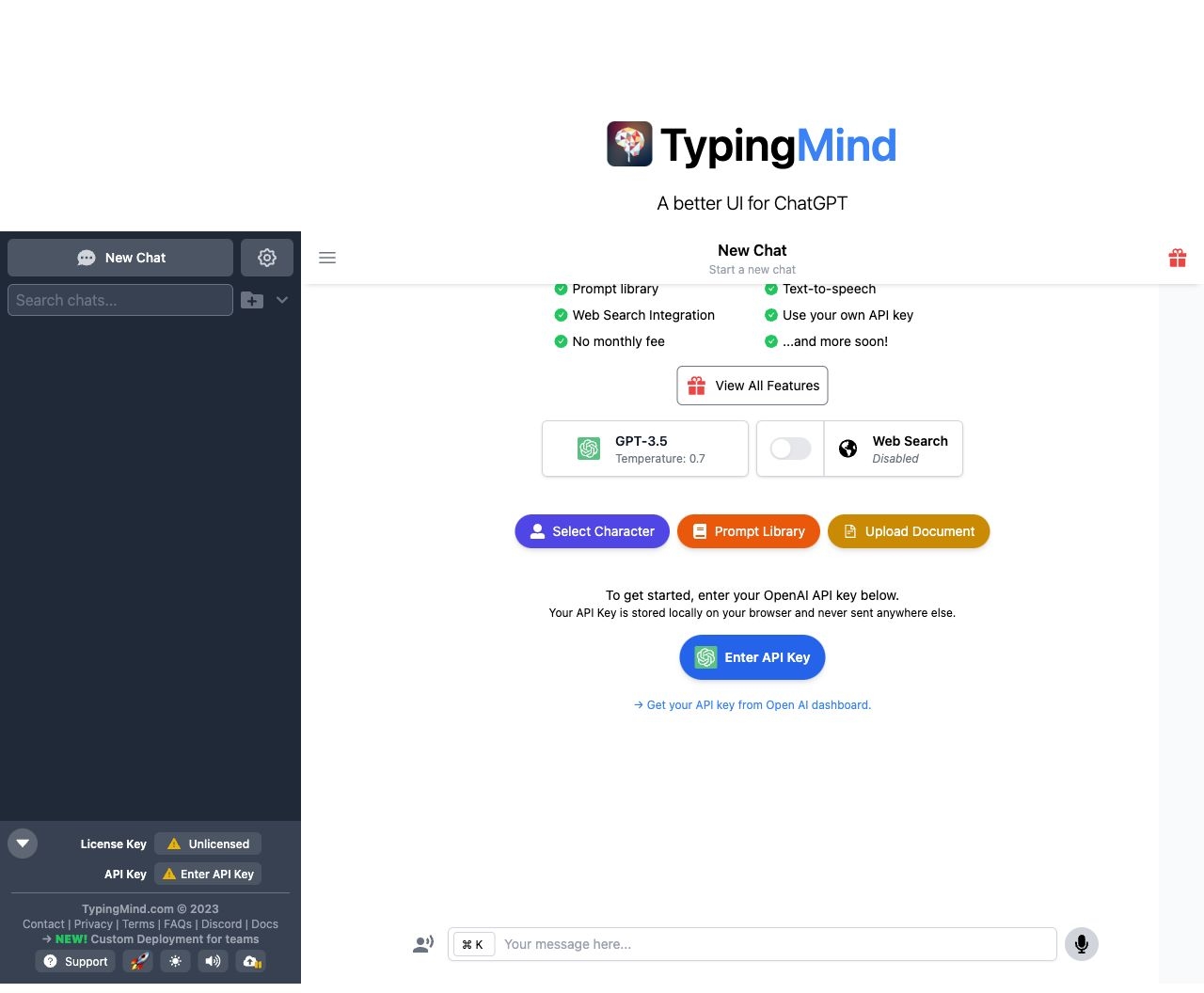 TypingMind landing page design