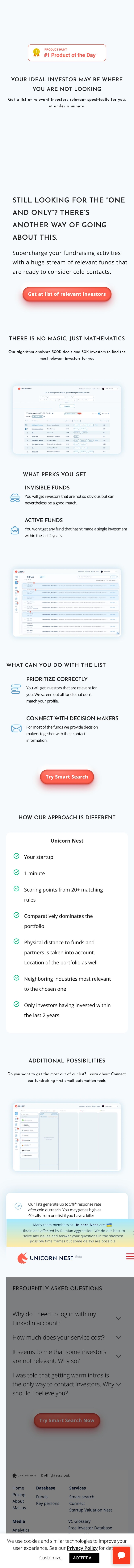 Unicorn Nest landing page design
