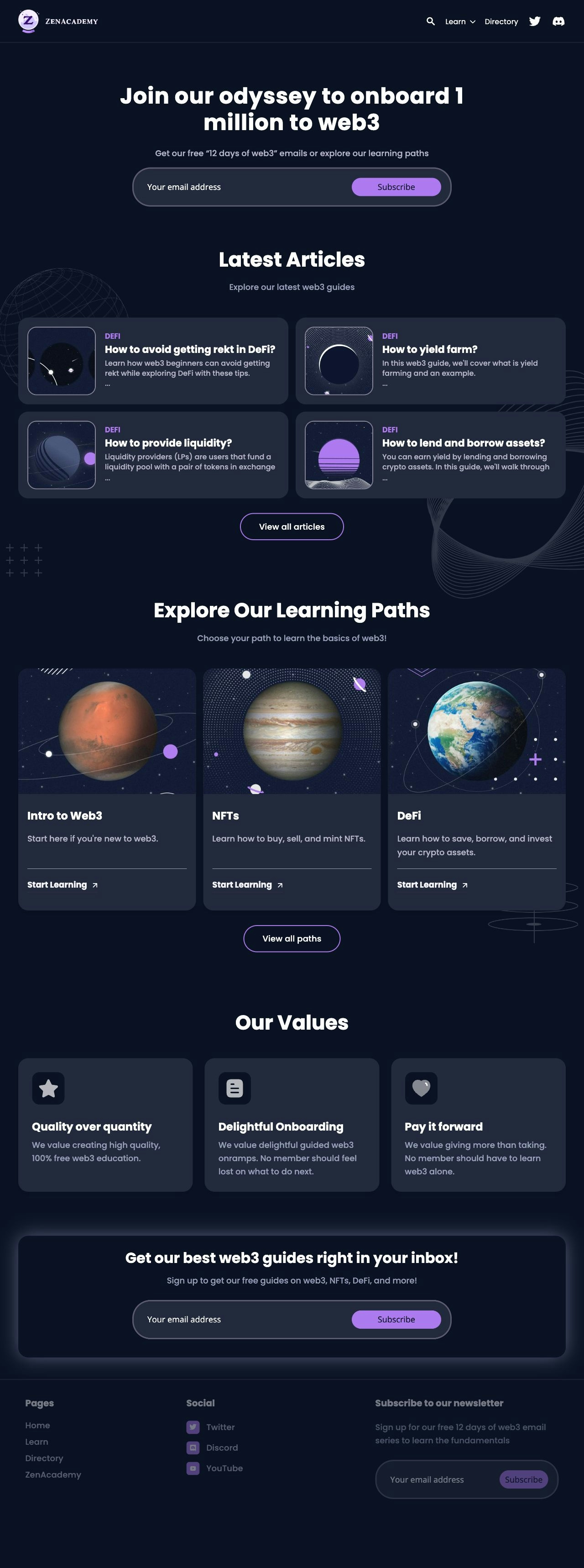 ZenAcademy landing page design