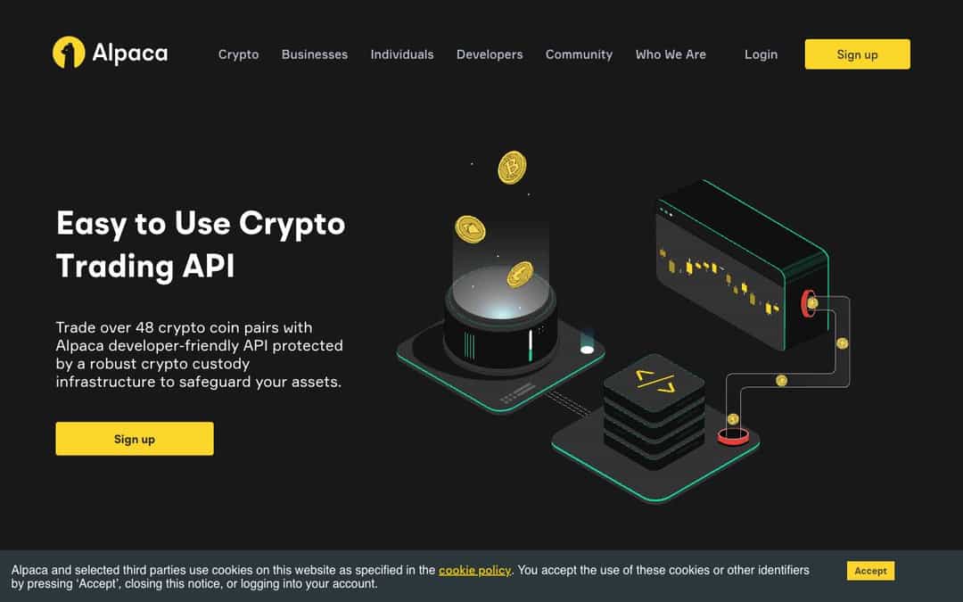 Alpaca Crypto landing page design