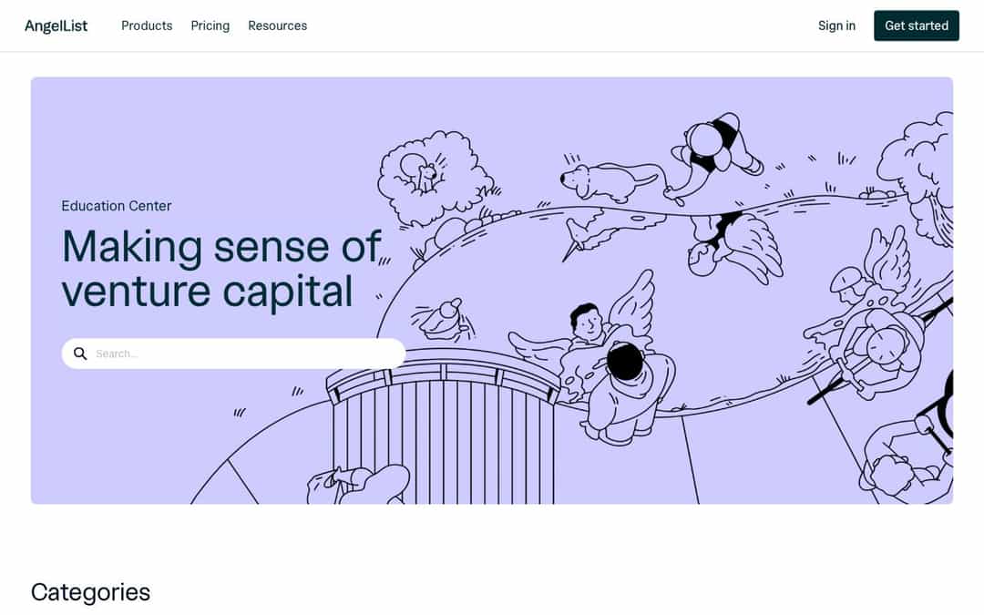 AngelList landing page design