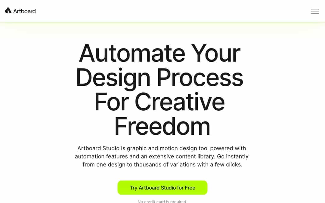 Artboard Studio landing page design