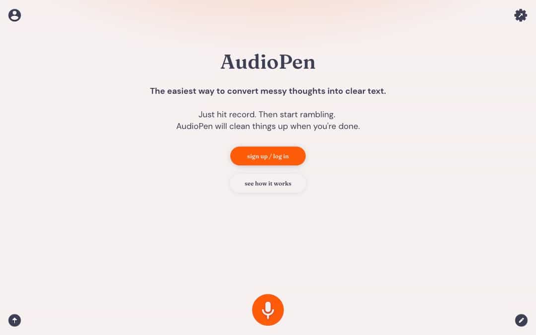 AudioPen landing page design