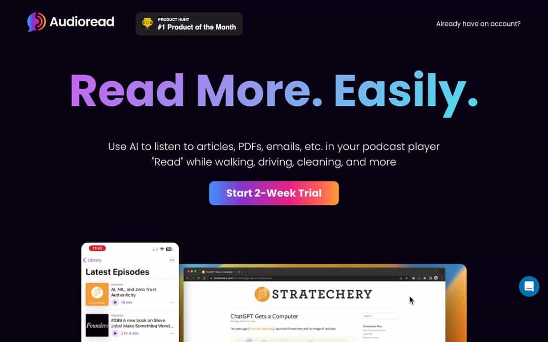 Audioread landing page design