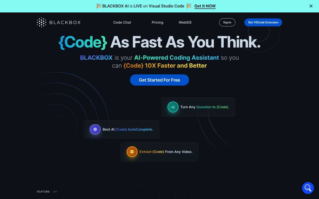 BLACKBOX AI landing page design