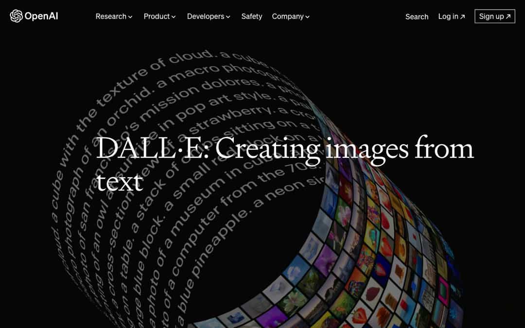 DALL·E landing page design