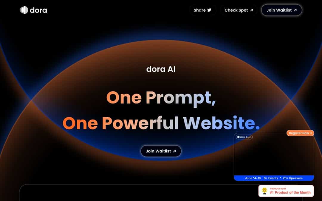 Dora AI landing page design