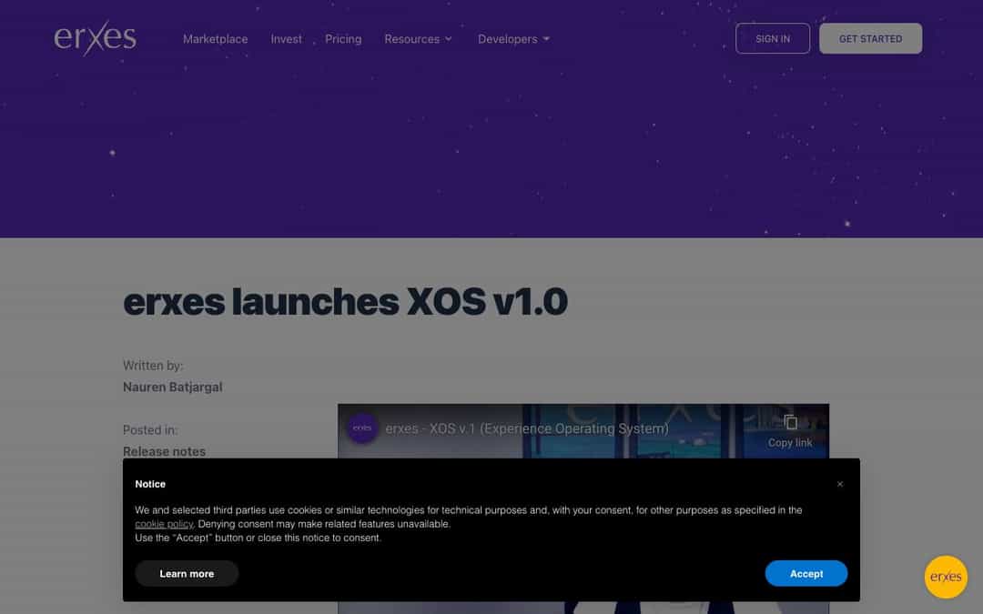 erxes launches XOS v1.0 landing page design