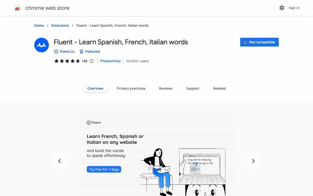 Fluent landing page design