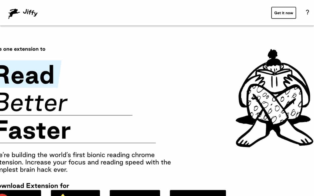 Jiffy Reader landing page design