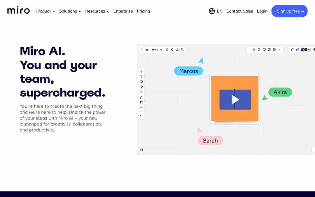 Miro landing page design