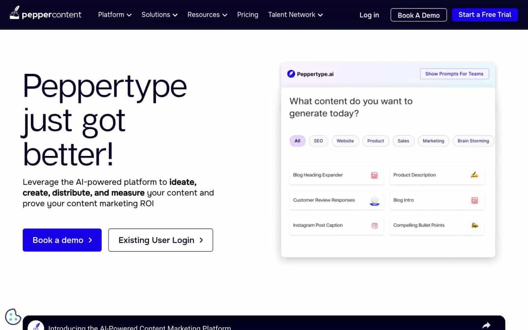 Peppertype.ai landing page design