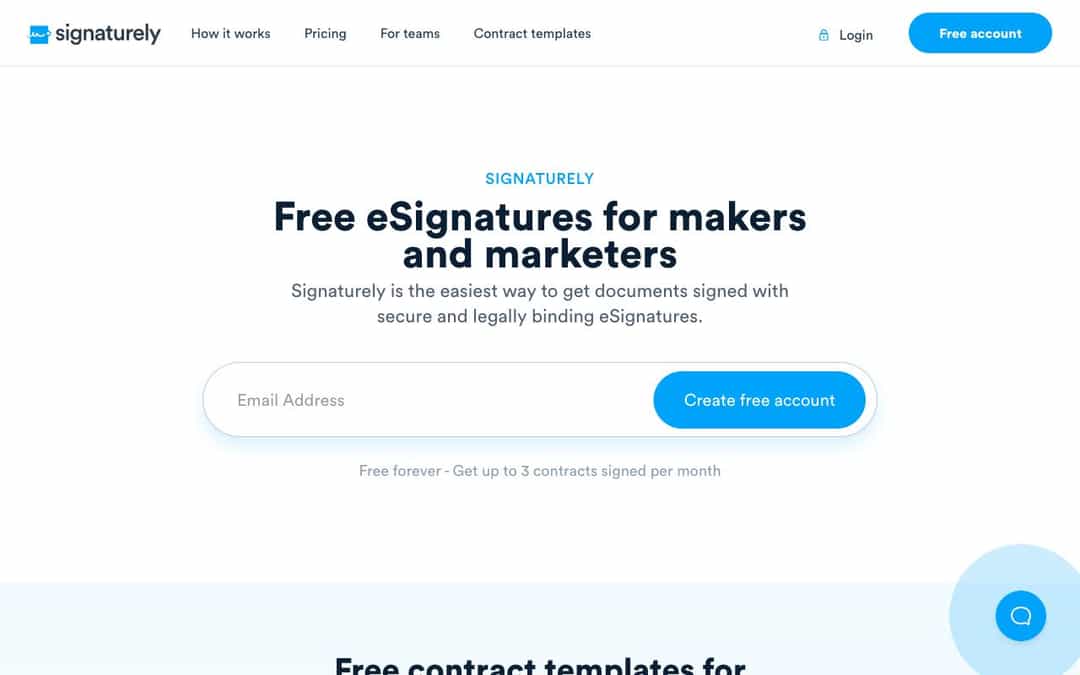 Signaturely landing page design