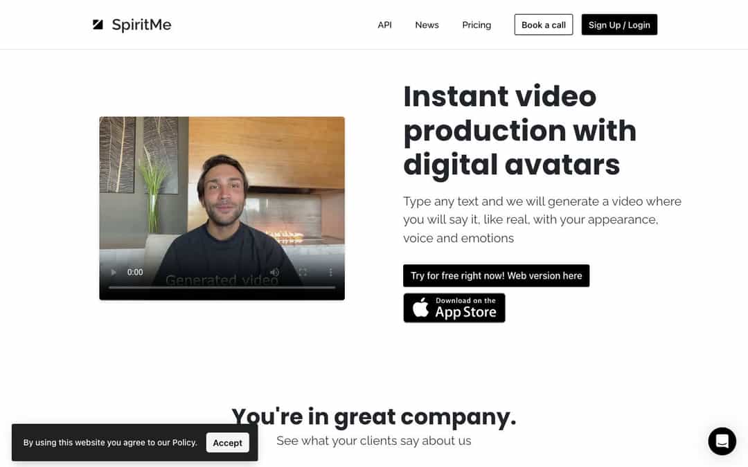 SpiritMe landing page design