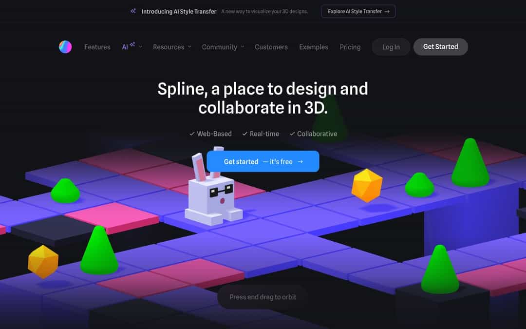 Spline landing page design