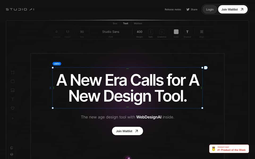 STUDIO AI landing page design