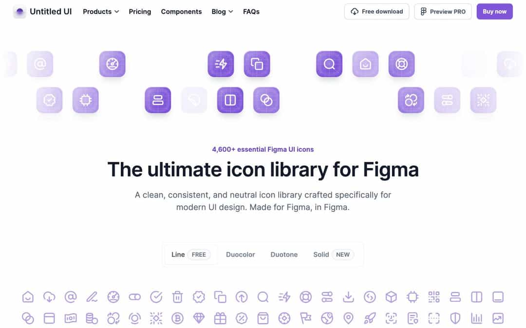 Untitled UI Icons landing page design
