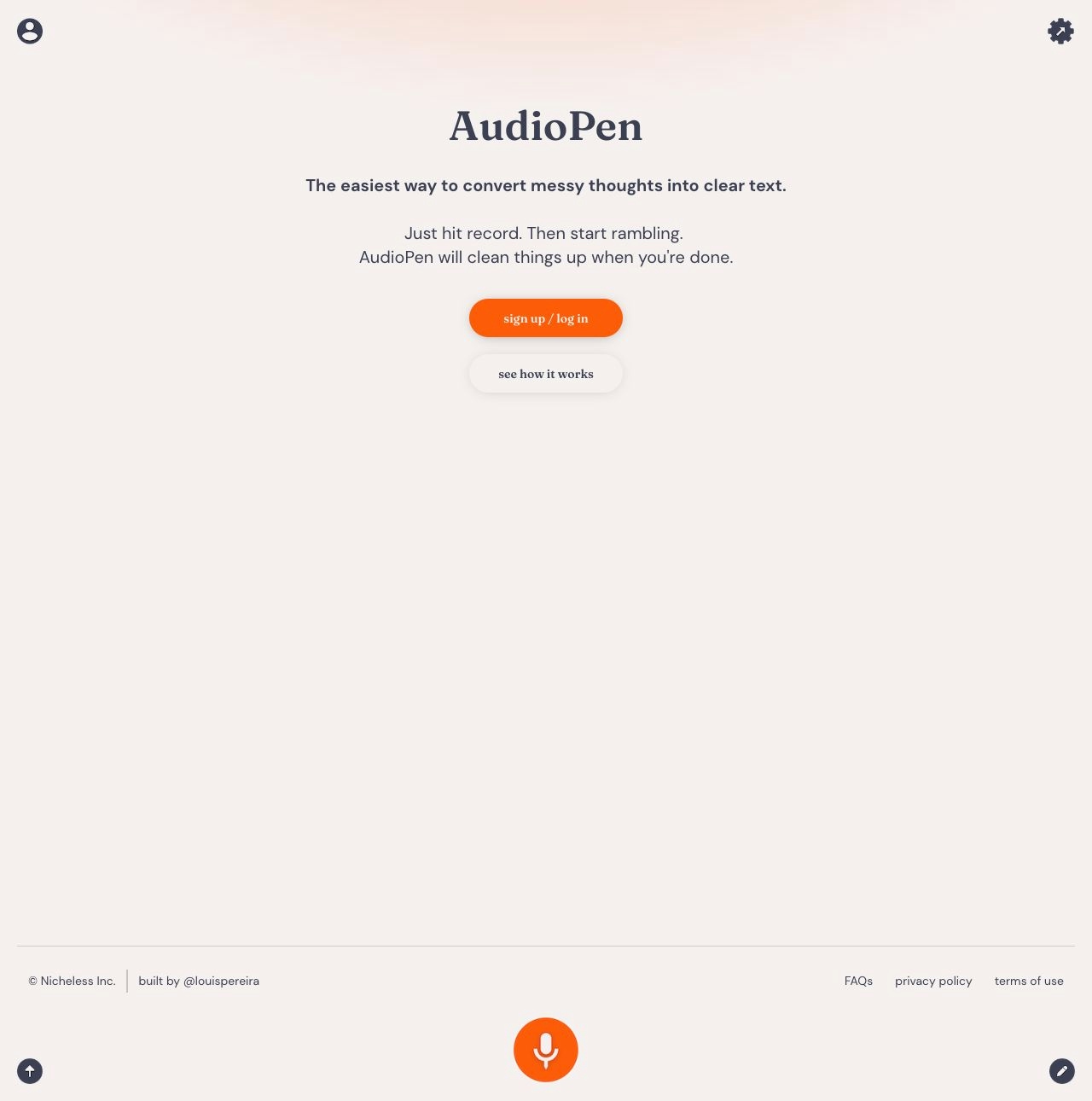AudioPen landing page design