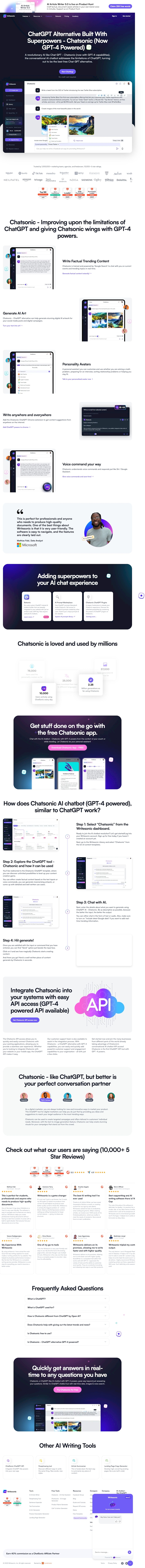 ChatSonic landing page design