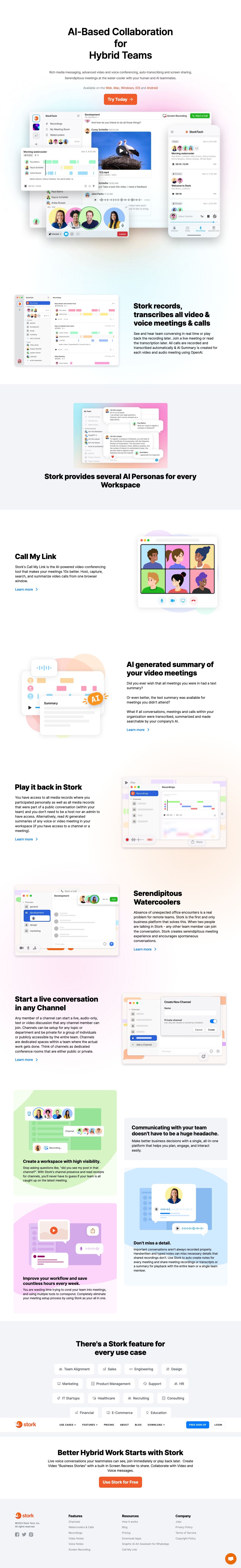 Collaboration workspace for hybrid teams working asynchronously aided by AI landing page design