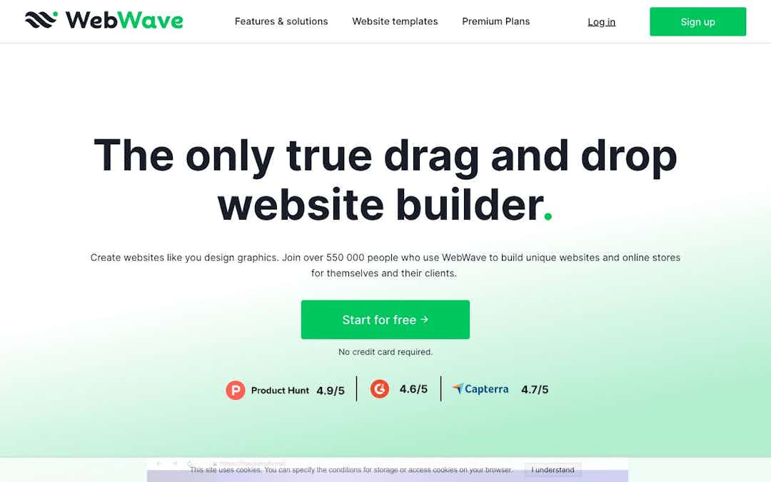 Create Websites with WebWave landing page design