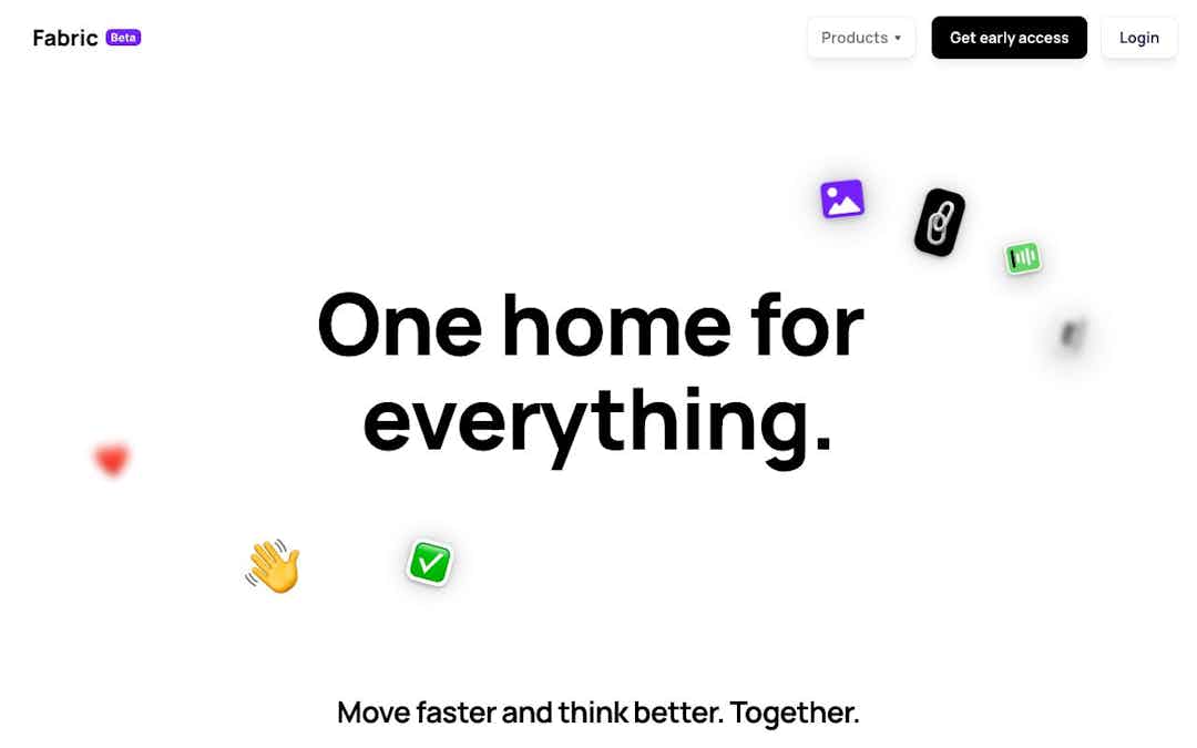 Fabric internet OS – think better, together landing page design